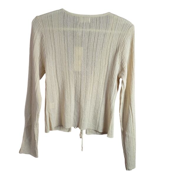 Sage The Label Cream Valeria Tie Front Rib Cardi Sweater Size Large - Picture 4 of 8